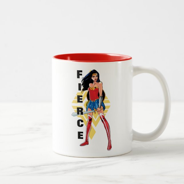 Wonder Woman With Sword - Fierce Two-Tone Coffee Mug (Right)