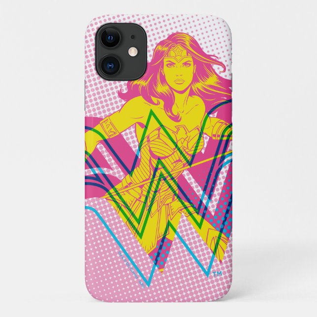 Wonder Woman Yellow-Pink Comic Art Logo Case-Mate iPhone Case (Back)