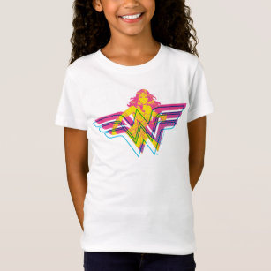 Wonder Woman Yellow-Pink Comic Art Logo T-Shirt