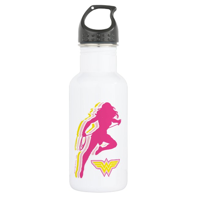 Wonder Woman Yellow-Pink Layered Silhouette 532 Ml Water Bottle (Front)