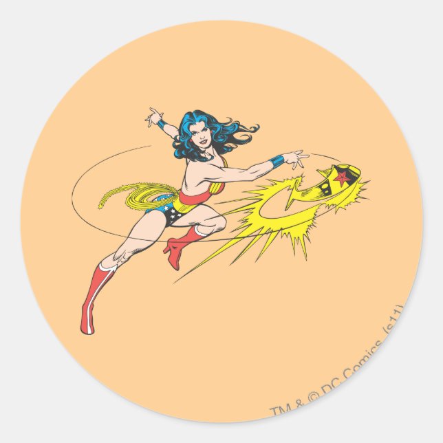 Wonder WomanThrows Crown Classic Round Sticker (Front)