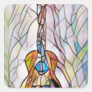 Wonderful Acoustic Guitar Square Sticker