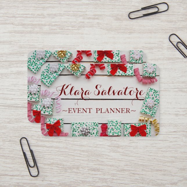 Wonderful Adorable Christmas  Gift Wreath  Business Card (Front/Back In Situ)