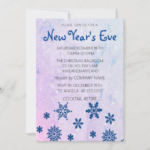 Wonderful, Amazing, Blue Snow Flake New Year Invit Invitation