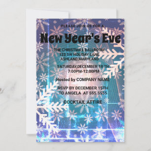 Wonderful, Amazing, Blue Snowflake New Year Invit Invitation