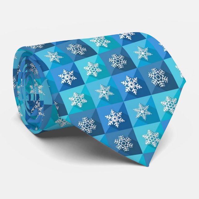 Wonderful Amazing Great Christmas Blue Snowflakes Tie (Rolled)