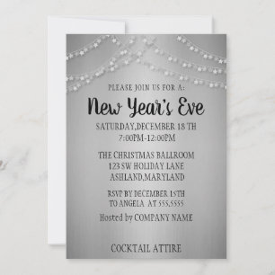 Wonderful, Amazing, Silver Sparkly NewYear Invitation