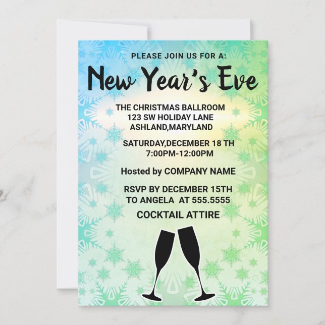 Wonderful, Amazing,  Snowflake  New Year Invitatio Invitation (Front)