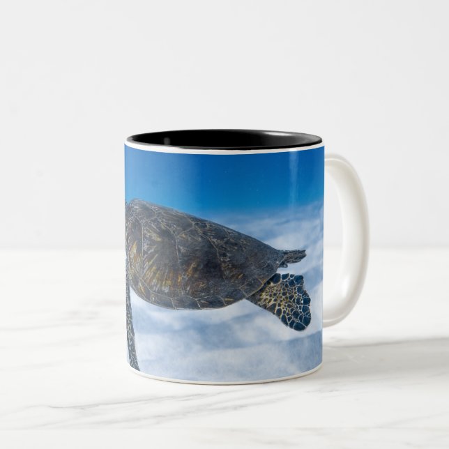 Wonderful Aquatic Turtle Two-Tone Coffee Mug (Front Right)