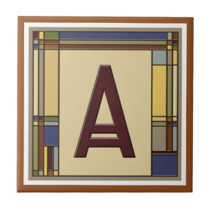Wonderful Arts & Crafts Geometric Initial A Tile