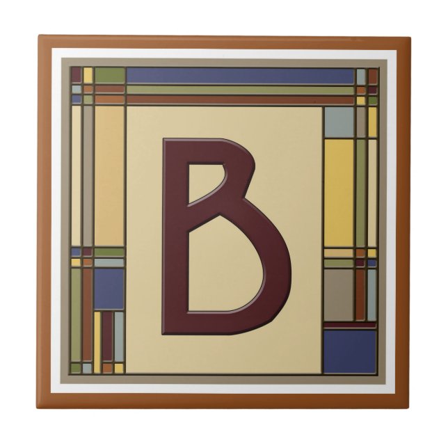 Wonderful Arts & Crafts Geometric Initial B Tile (Front)