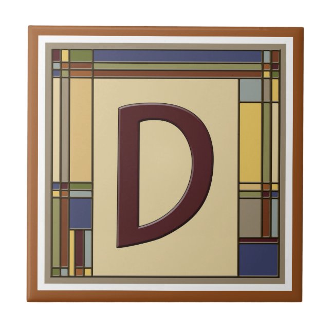 Wonderful Arts & Crafts Geometric Initial D Tile (Front)