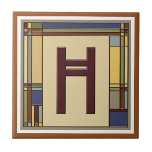 Wonderful Arts & Crafts Geometric Initial H Tile