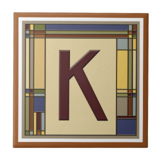 Wonderful Arts & Crafts Geometric Initial K Tile