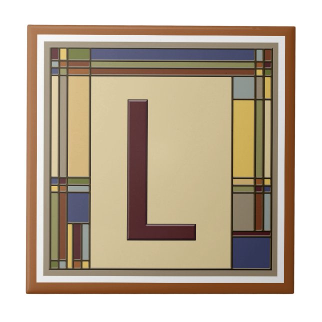 Wonderful Arts & Crafts Geometric Initial L Tile (Front)