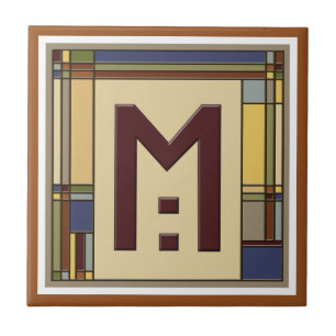 Wonderful Arts & Crafts Geometric Initial M Tile