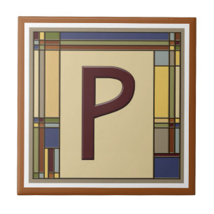 Wonderful Arts & Crafts Geometric Initial P Tile