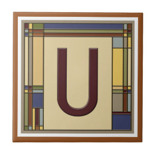 Wonderful Arts & Crafts Geometric Initial U Tile