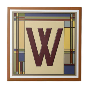 Wonderful Arts & Crafts Geometric Initial W Tile