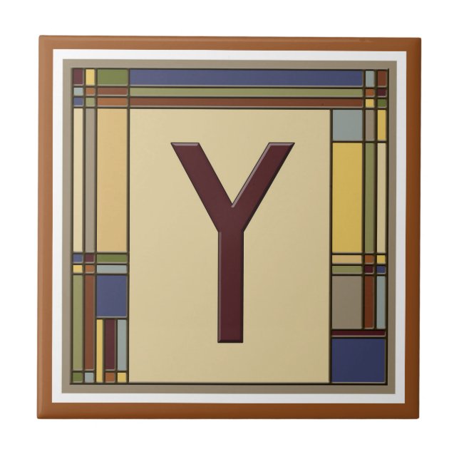 Wonderful Arts & Crafts Geometric Initial Y Tile (Front)