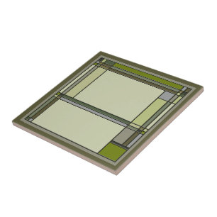 Wonderful Arts & Crafts Geometric Pattern in Green Tile