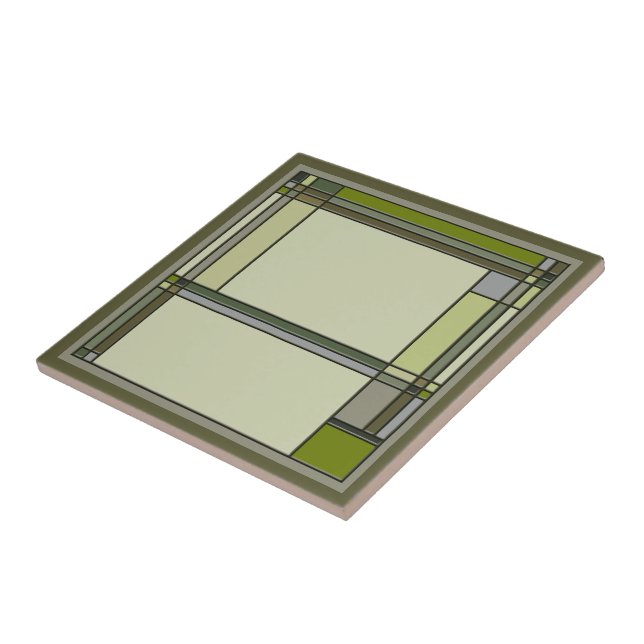 Wonderful Arts & Crafts Geometric Pattern in Green Tile (Side)