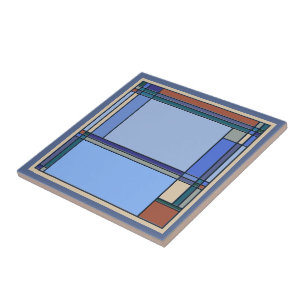 Wonderful Arts & Crafts Geometric Patterns in Blue Tile