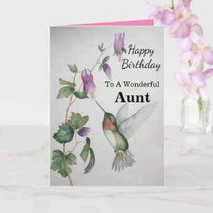 Wonderful Aunt Birthday Hummingbird Garden Card