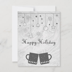 Wonderful, Awesome, Grey Christmas Cup of Tea Holiday Card