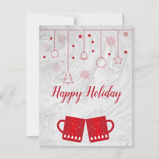 Wonderful, Awesome,  Red Christmas Cup of Tea Holiday Card (Front)