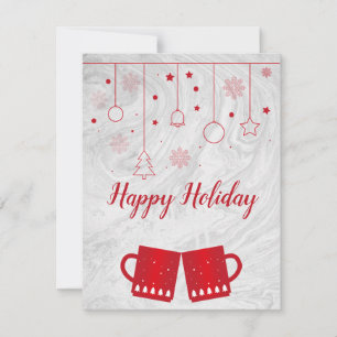 Wonderful, Awesome,  Red Christmas Cup of Tea Holiday Card