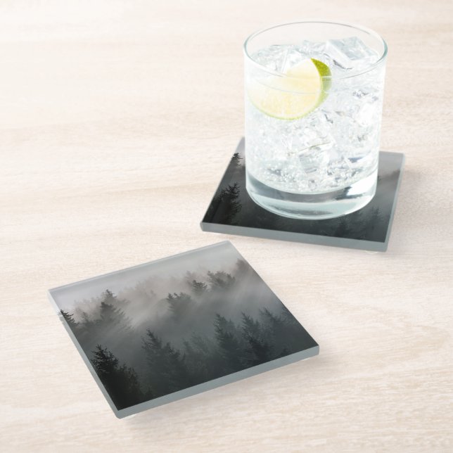 Wonderful black and white dawn mountains glass coaster (Angled)