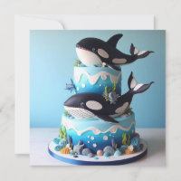 WONDERFUL BLACK & WHITE ORCA WHALE BIRTHDAY CAKE