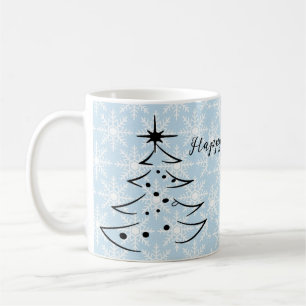 Wonderful, Blue Flakes, Christmas Tree Coffee Mug