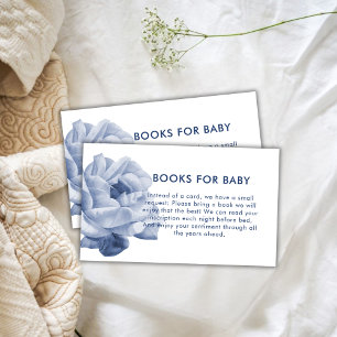 Wonderful Blue Floral Books For Baby Shower Enclosure Card