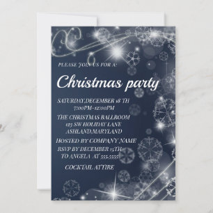 Wonderful Blue Sparkly Christmas Invitation