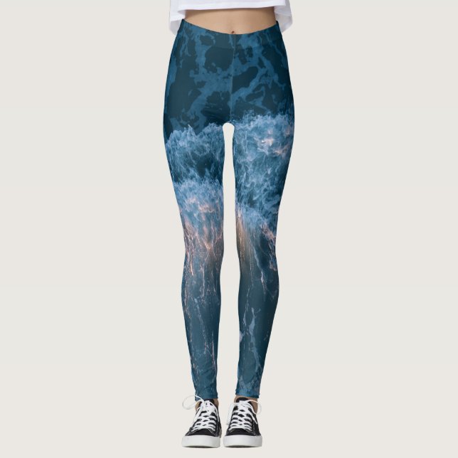 Wonderful Blue Waves Leggings (Front)