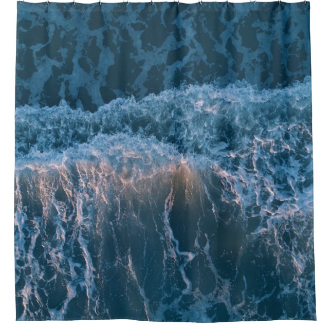 Wonderful Blue Waves Shower Curtain (Front)