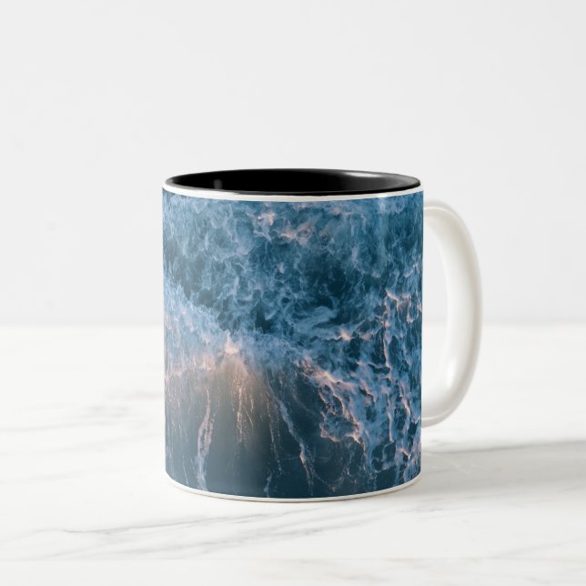 Wonderful Blue Waves Two-Tone Coffee Mug (Front Right)