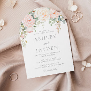 Wonderful Blush Floral Arch Wedding Invitation