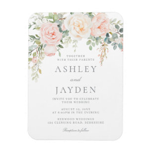 Wonderful Blush Floral Wedding Invitation Magnet
