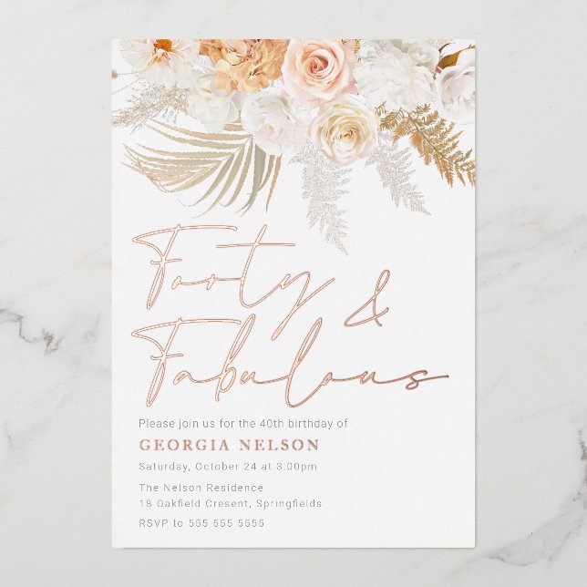 Wonderful Blush Forty & Fabulous 40th Birthday (Front)