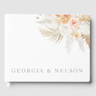 Wonderful Blush Gold & Ivory Floral Wedding Guest Book