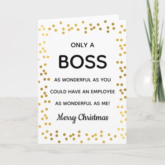 wonderful boss/manager funny merry Christmas gold Card Zazzle.co.uk