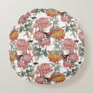 Wonderful Botanical Floral Design Round Cushion
