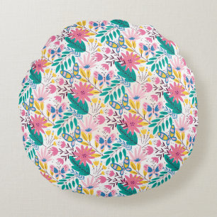 Wonderful Botanical Floral Design Round Cushion