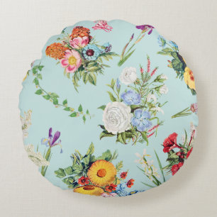 Wonderful Botanical Floral Design Round Cushion