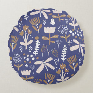 Wonderful Botanical Floral Design Round Cushion