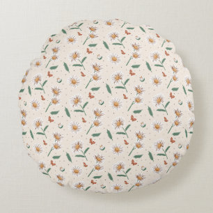 Wonderful Botanical Floral Design Round Cushion