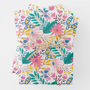 Wonderful Botanical Floral Design Wrapping Paper Sheet